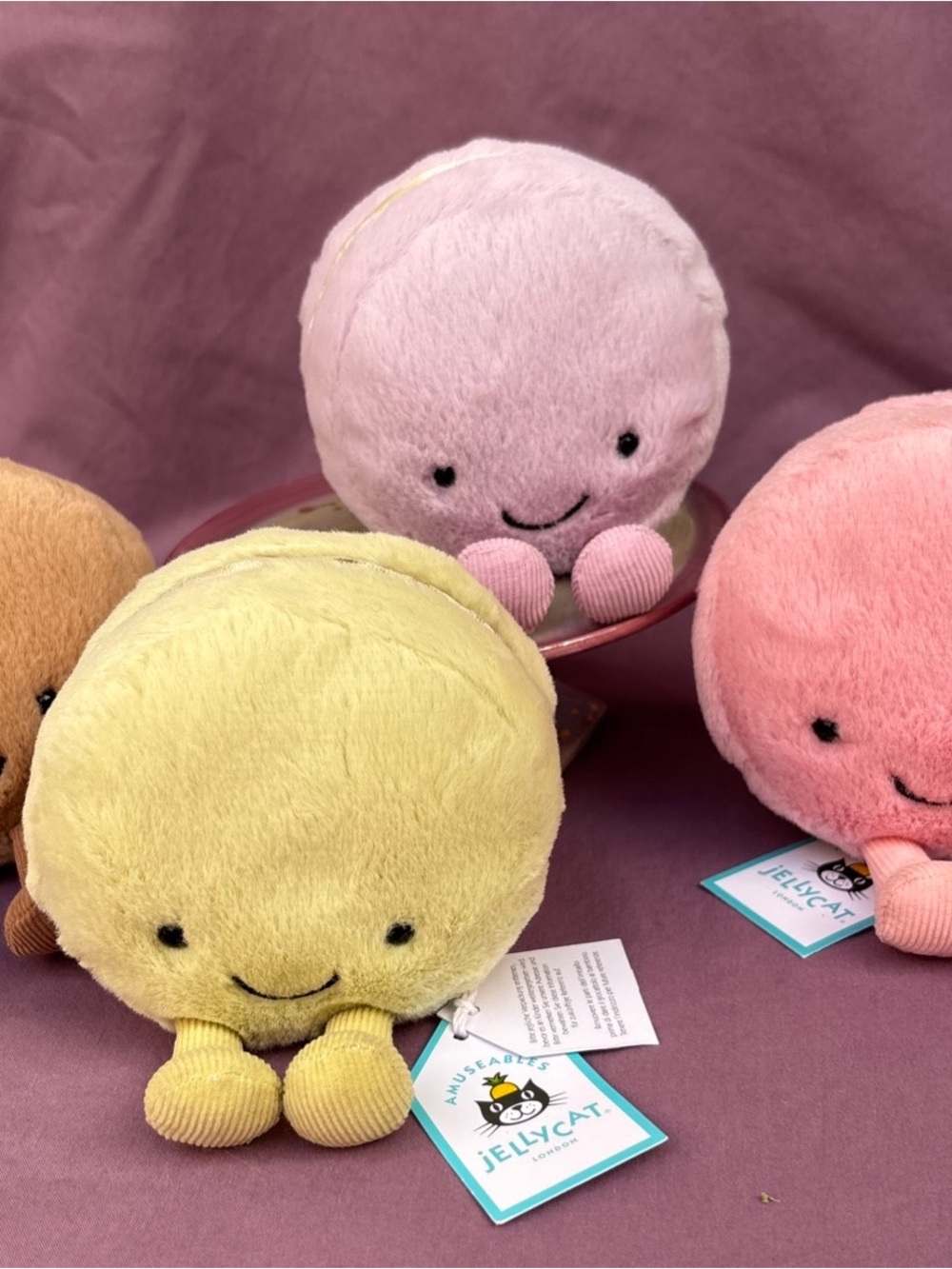 Jellycat complete set  Amuseables MACARONS MAY + MAX  + MONA + MIA authentic NWT